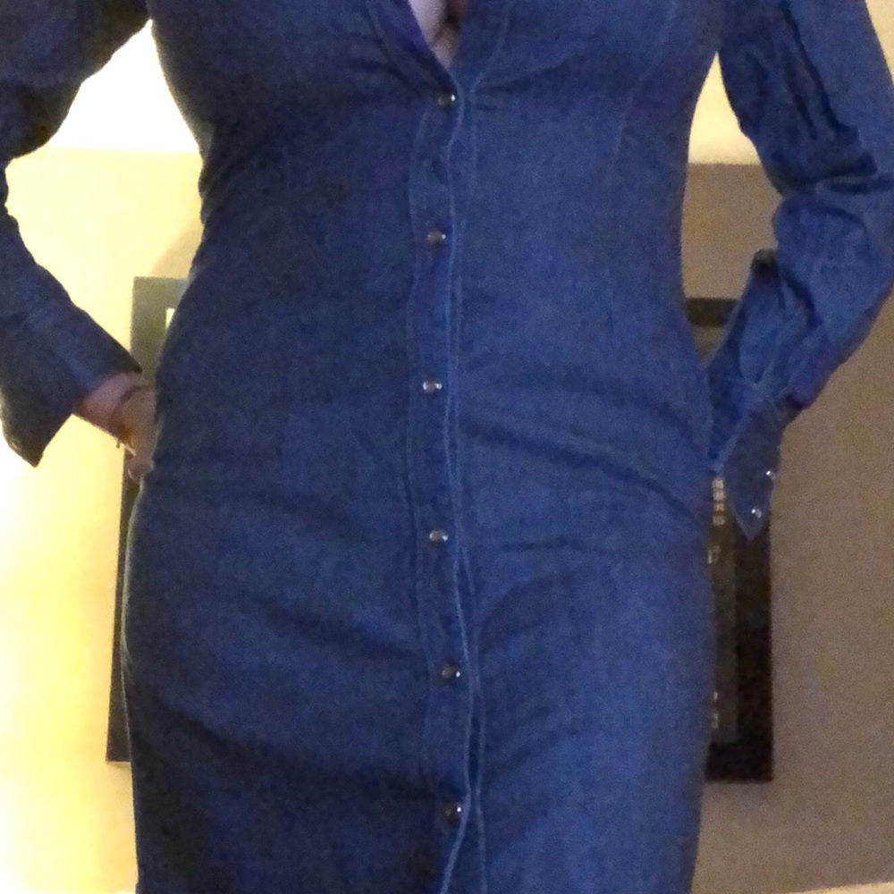Denim below knee dress from The Limited